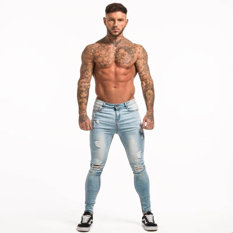 3711 Light Blue Distressed Ripped Skinny Jeans