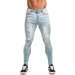 3711 Light Blue Distressed Ripped Skinny Jeans