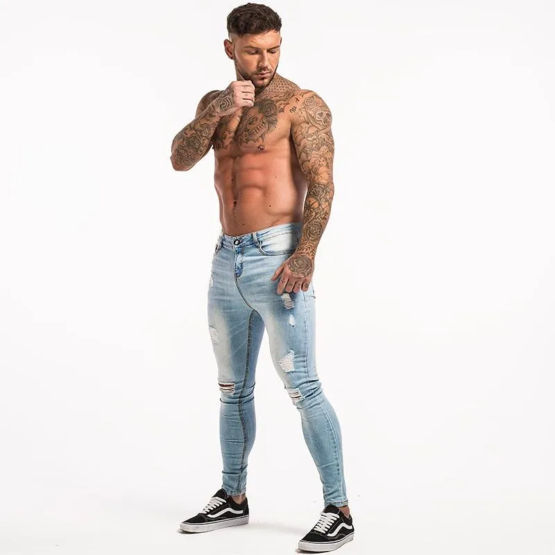 3711 Light Blue Distressed Ripped Skinny Jeans