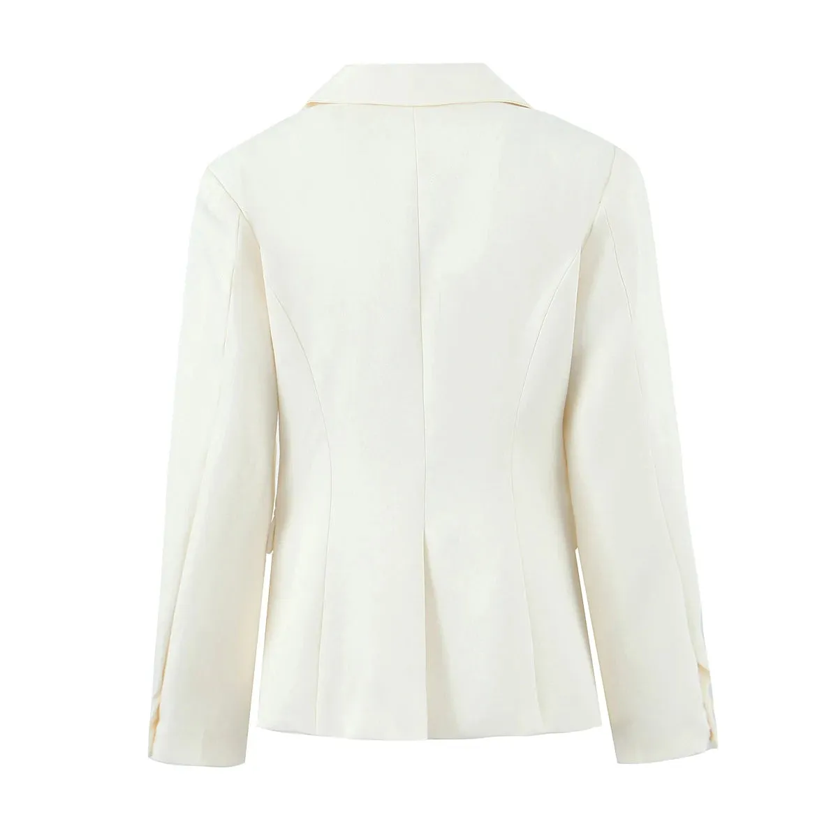 Autumn Single-Breasted Buttons Slim Waist Retro Pad Shoulder Full Sleeve Blazer