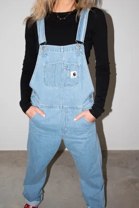 BIB DENIM OVERALL STRAIGHT LEG IN BLUE STONE BLEACHED