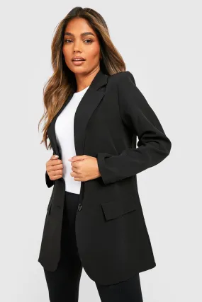 Boohoo Basic Woven Single Breasted Slim Blazer, Black