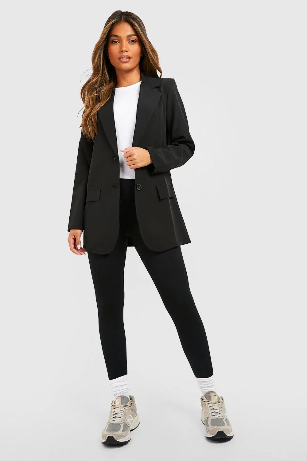 Boohoo Basic Woven Single Breasted Slim Blazer, Black