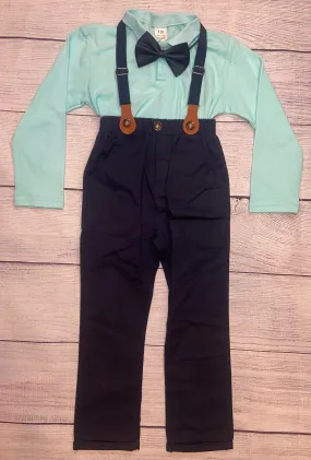 Boutique Boys Polo,Pants, Suspenders & Bow Tie set size 5