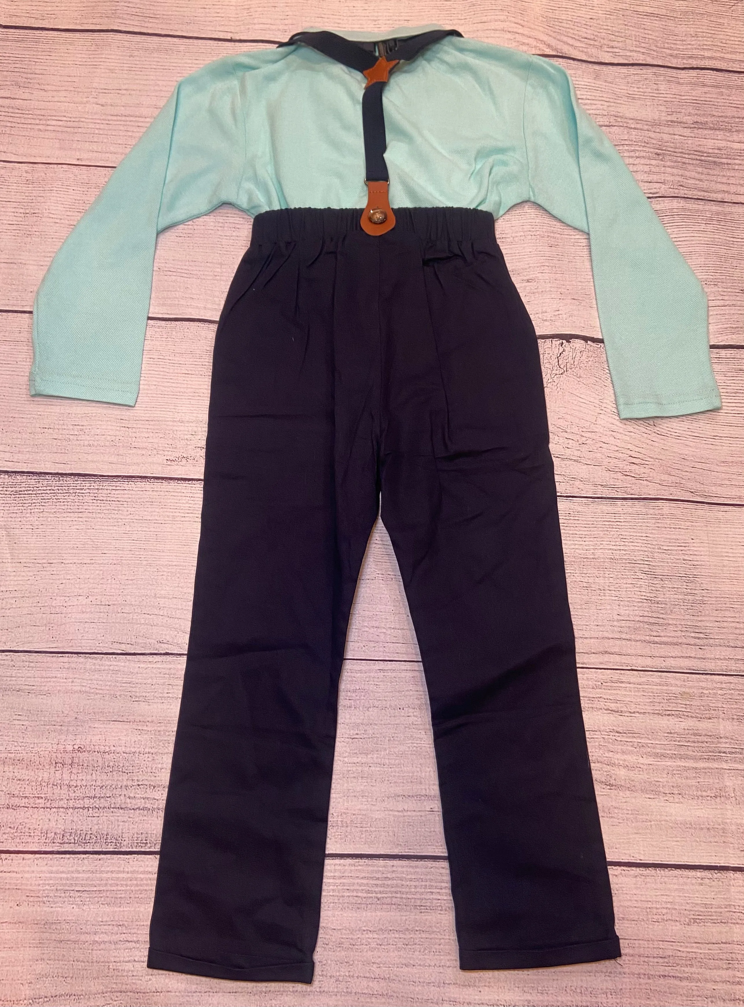 Boutique Boys Polo,Pants, Suspenders & Bow Tie set size 5