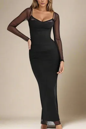 Brianna Bodycon Long Sleeve Maxi Dress - Classic Black