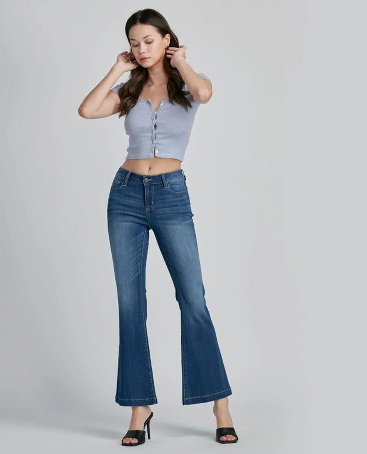 Cello Mid Rise Flare Jeans