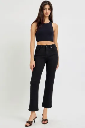 Cropped straight hi rise - Black