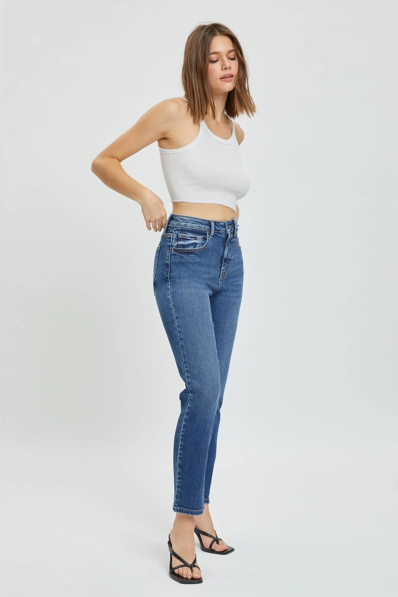 Dark Denim High Rise Straight Jeans