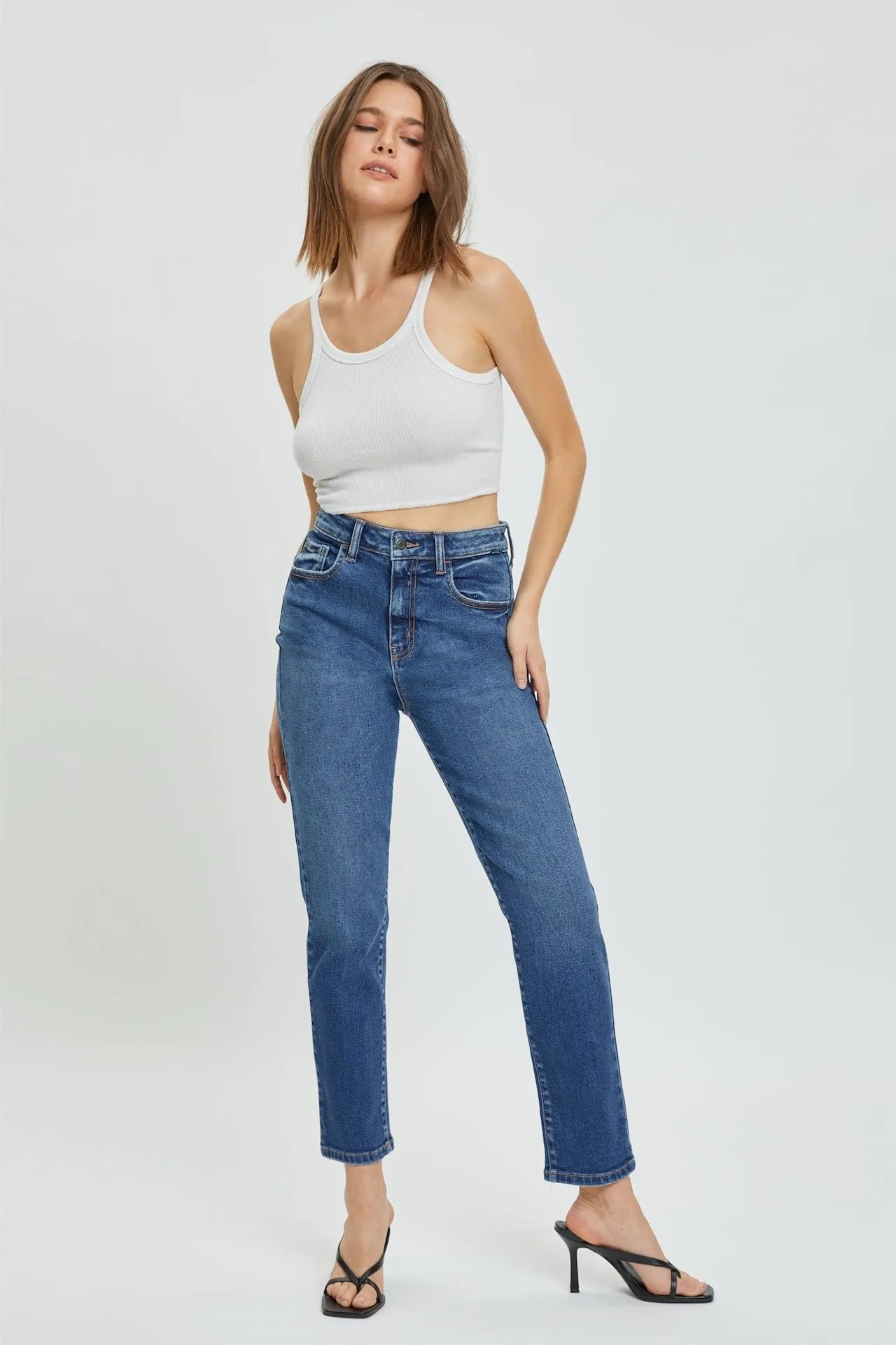 Dark Denim High Rise Straight Jeans