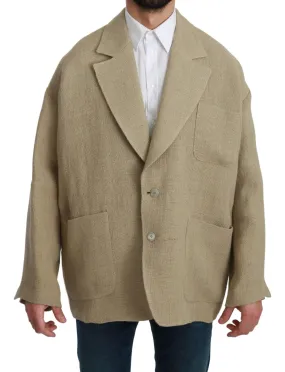 Dolce & Gabbana Beige Jacket Coat 100% Jute Blazer Coat