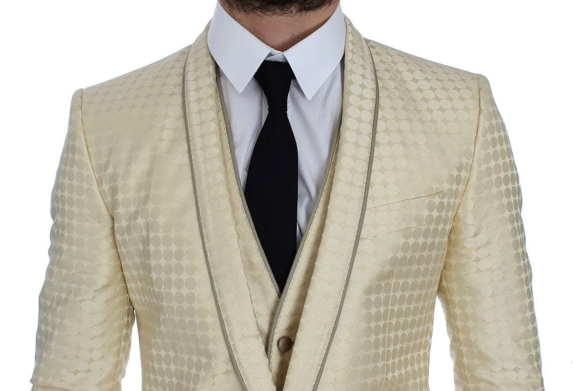 Dolce & Gabbana Beige Polka Dot Silk 2 Piece Blazer