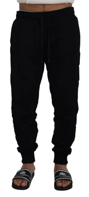 Dolce & Gabbana Black Cotton Men Jogger Trousers Pants