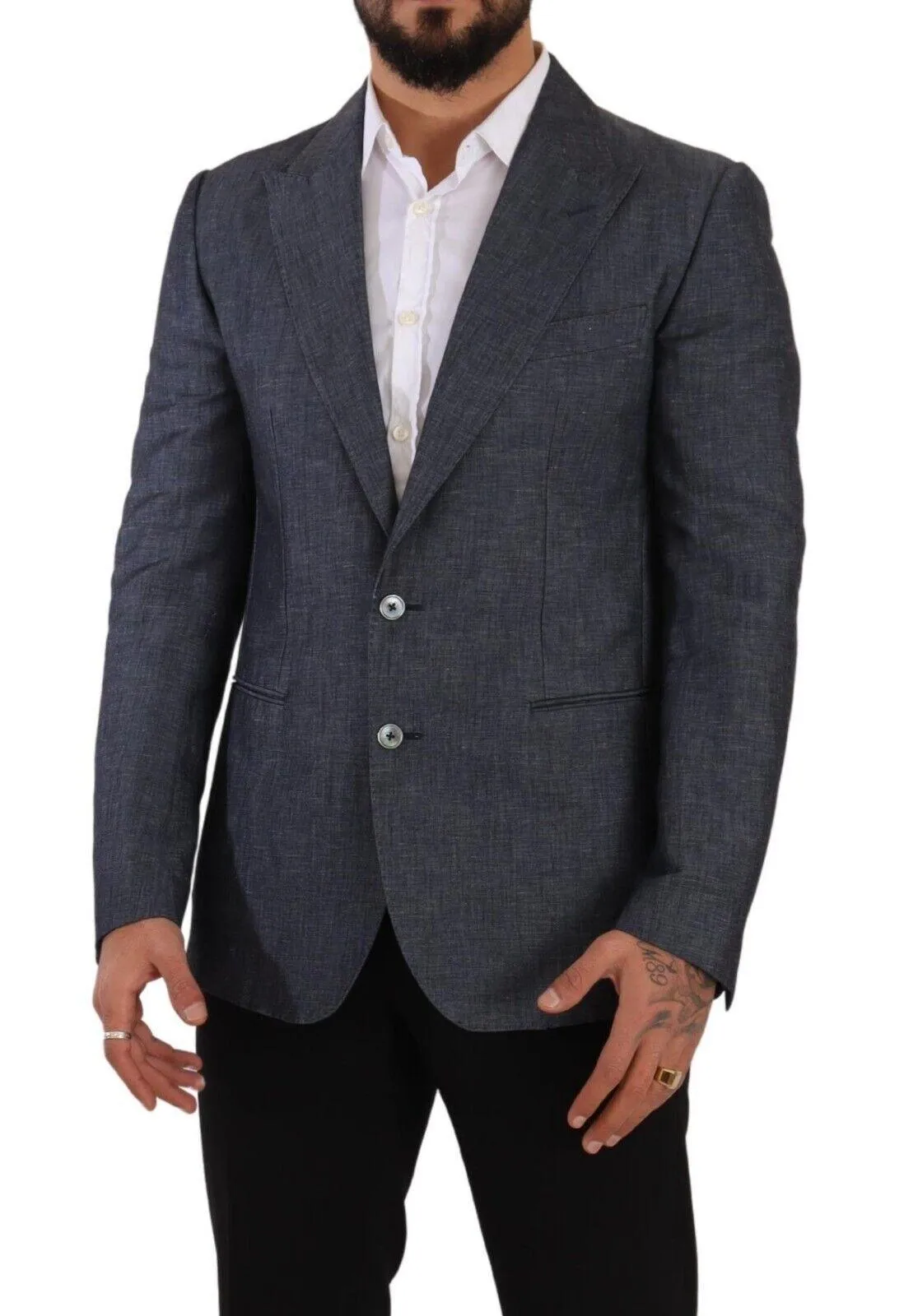 Dolce & Gabbana Blue Linen Cotton Jacket TAORMINA Blazer