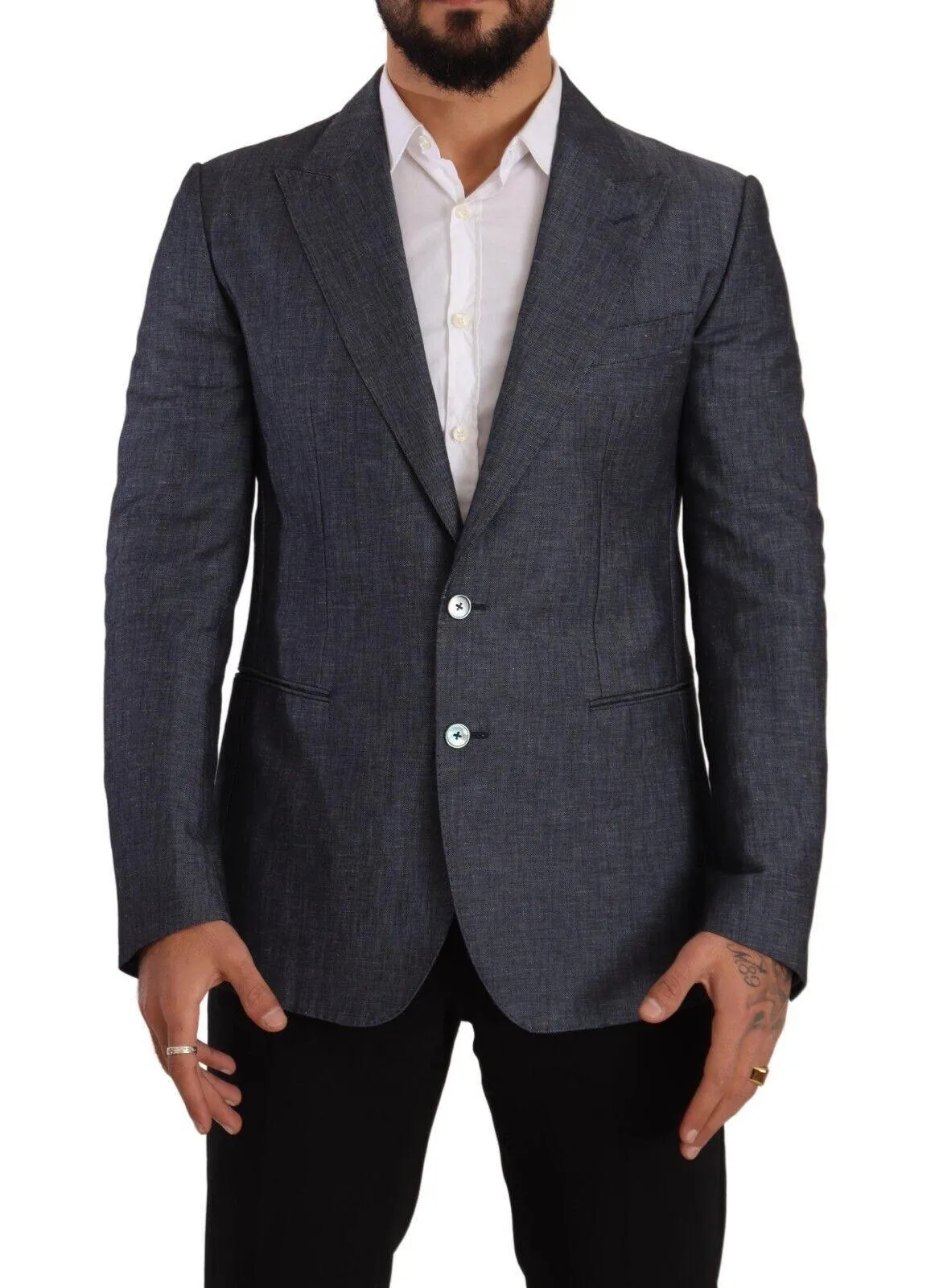 Dolce & Gabbana Blue Linen Cotton Jacket TAORMINA Blazer