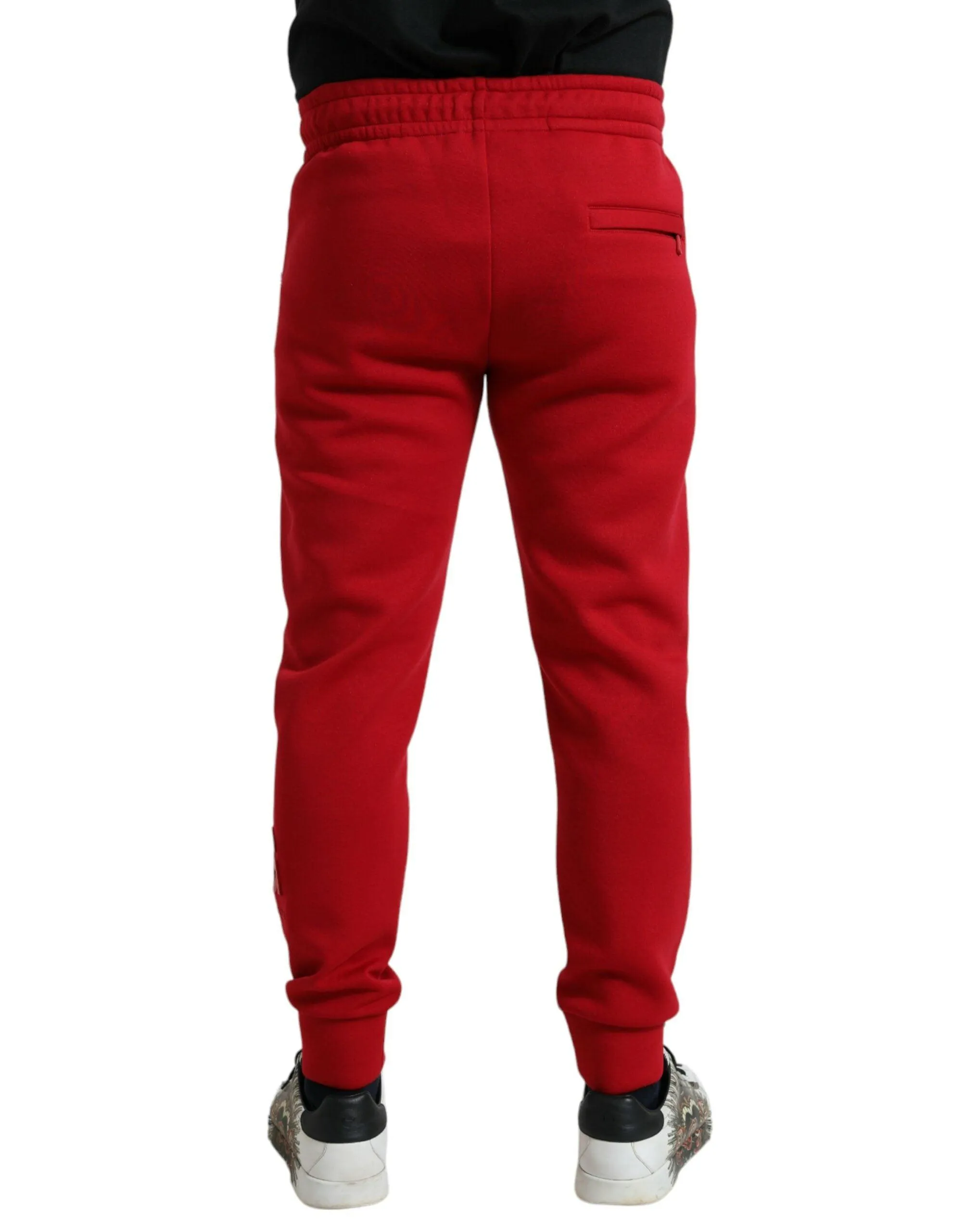 Dolce & Gabbana Red Cotton Blend Skinny Jogger Pants