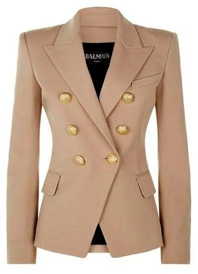 Double-Breasted Blazer, Khaki/Beige