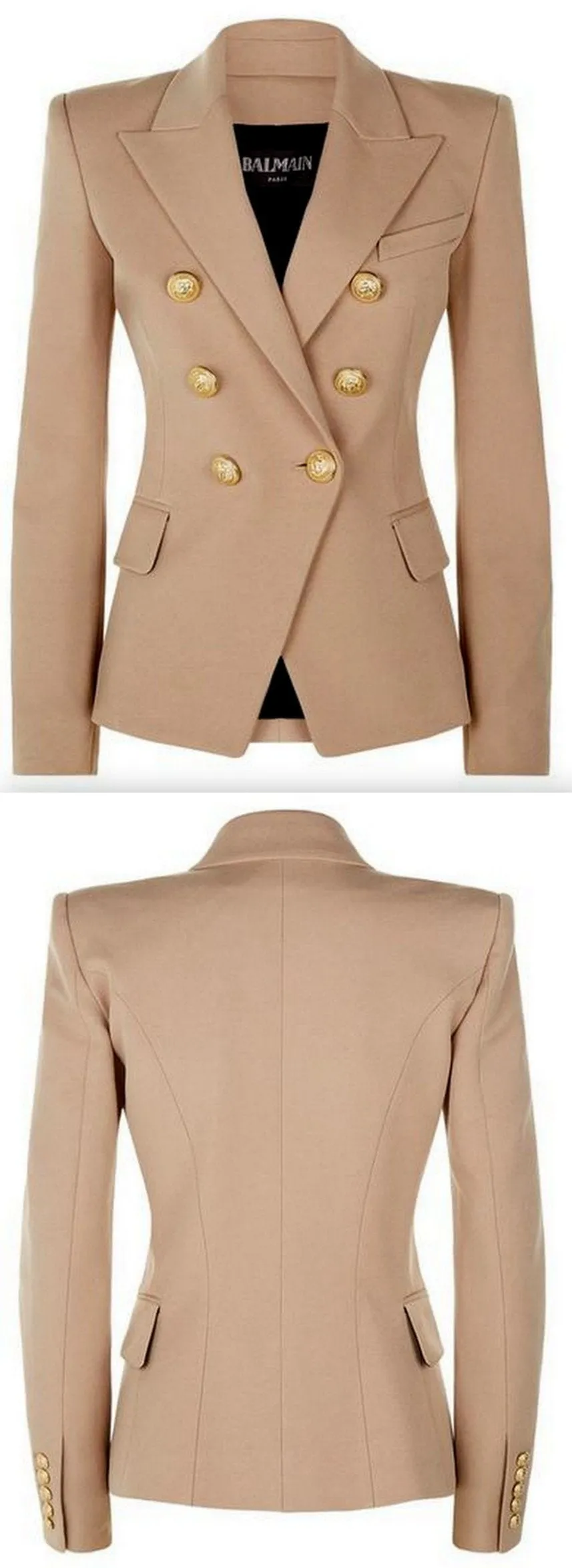 Double-Breasted Blazer, Khaki/Beige