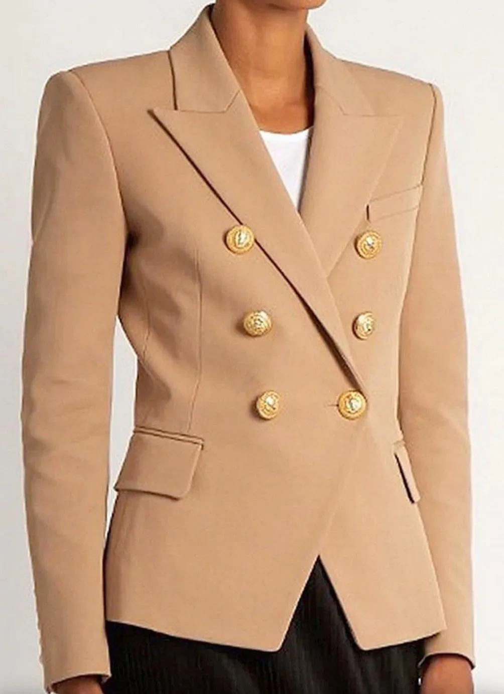 Double-Breasted Blazer, Khaki/Beige