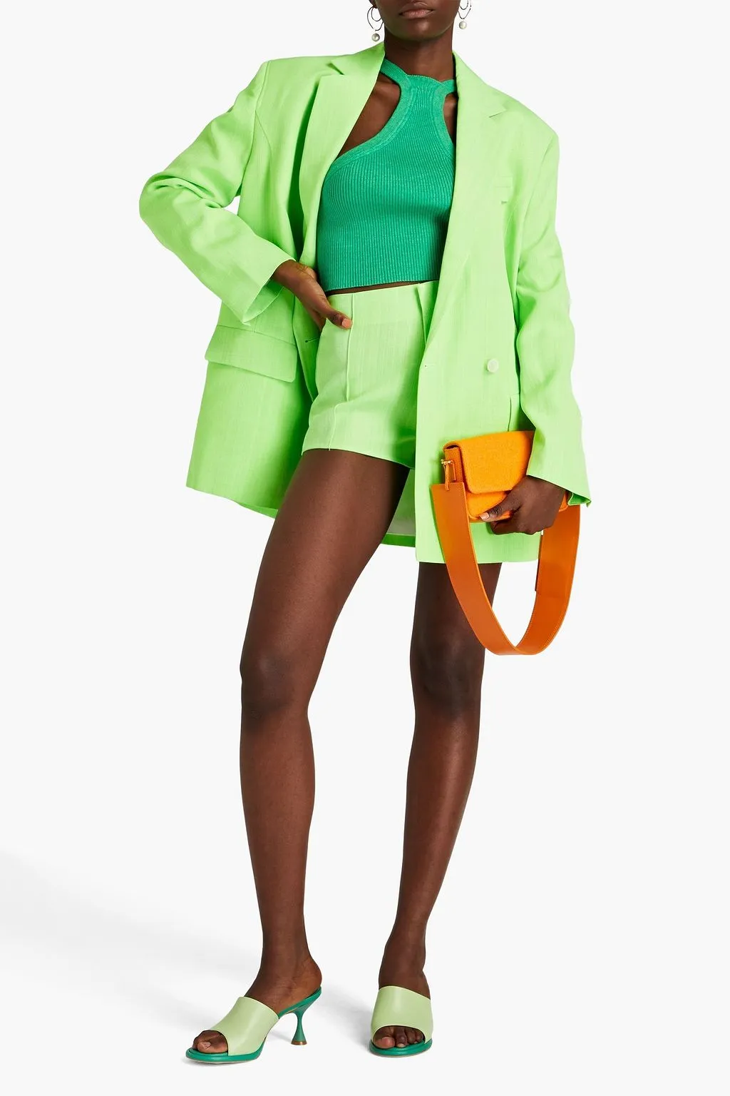 Double-breasted Marino blazer in JACQUEMUS crepe, green