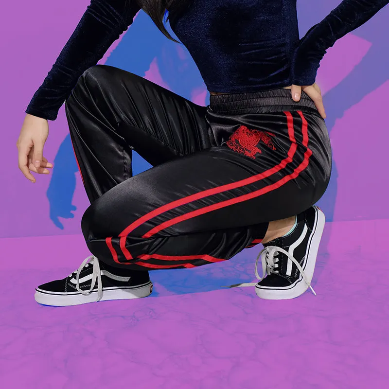 Dragon side stripe satin jogger pants