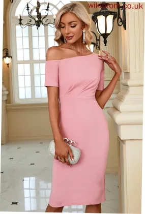 Elegant Bodycon Short Blends Midi Sleeves Erika Cotton Club Dresses Shoulder One Dresses