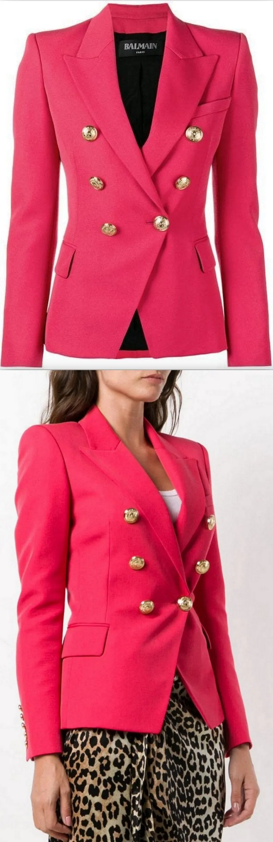 Fuchsia Double-Button Blazer