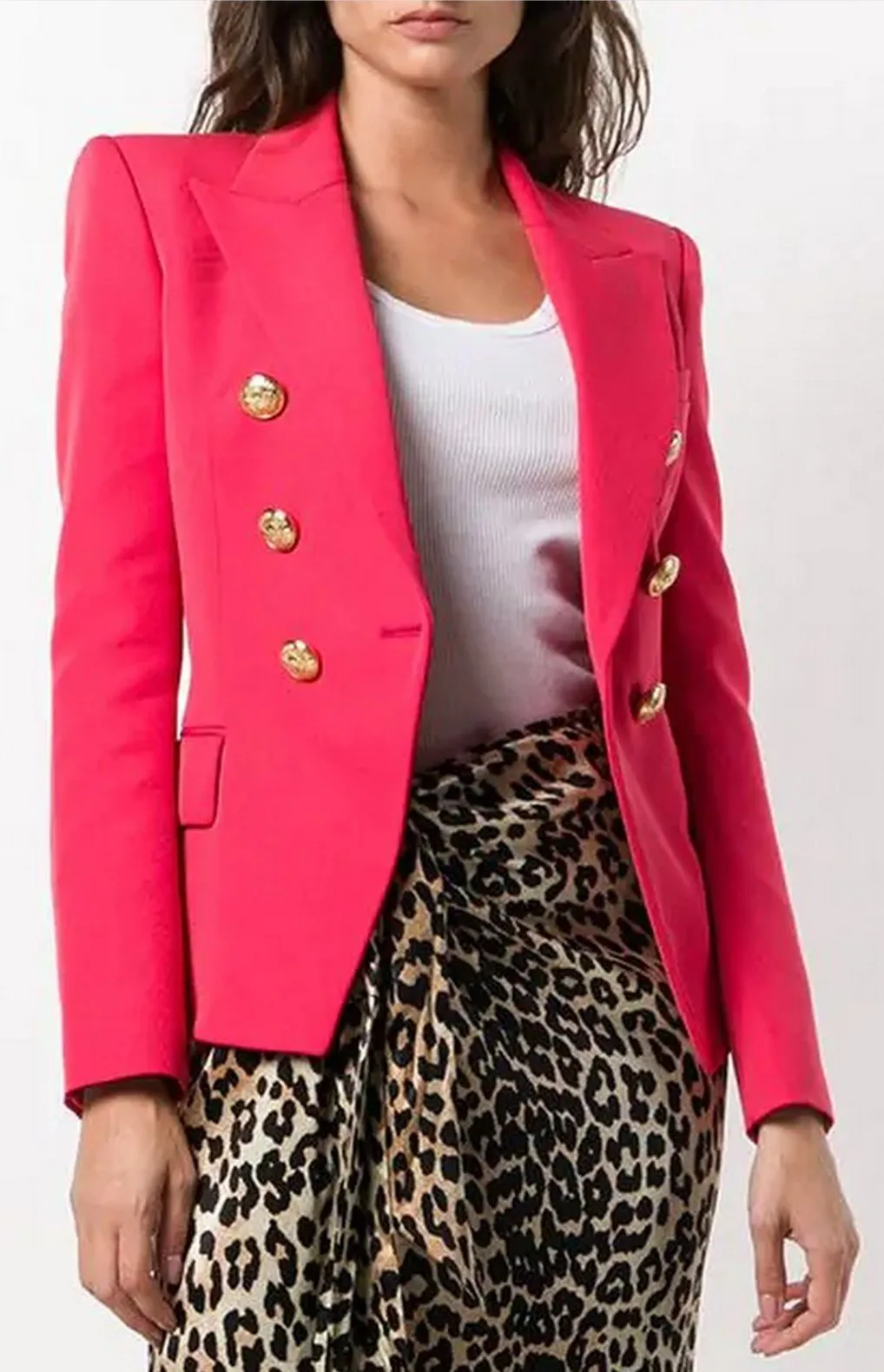 Fuchsia Double-Button Blazer