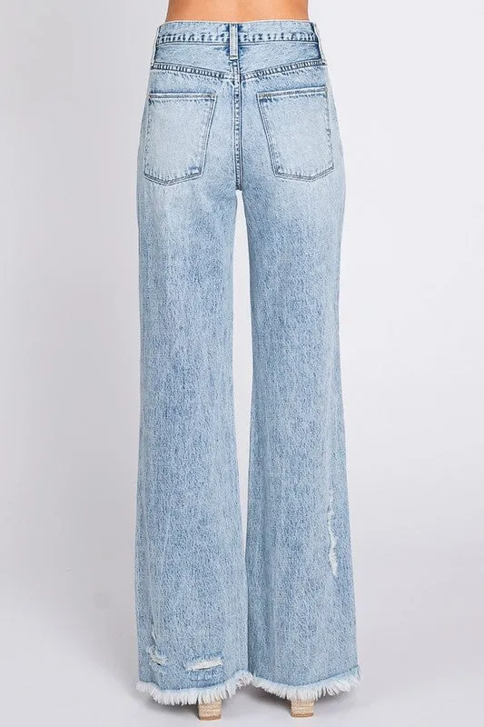 PET108 - DISTRESSED VINTAGE FLARE JEAN