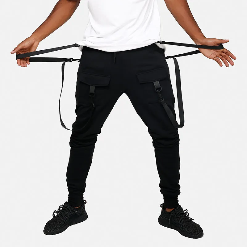 Suspender Style on Two Pockets Men Jogger Pants