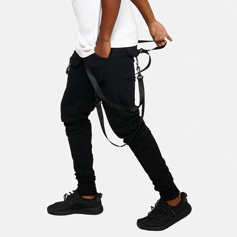 Suspender Style on Two Pockets Men Jogger Pants