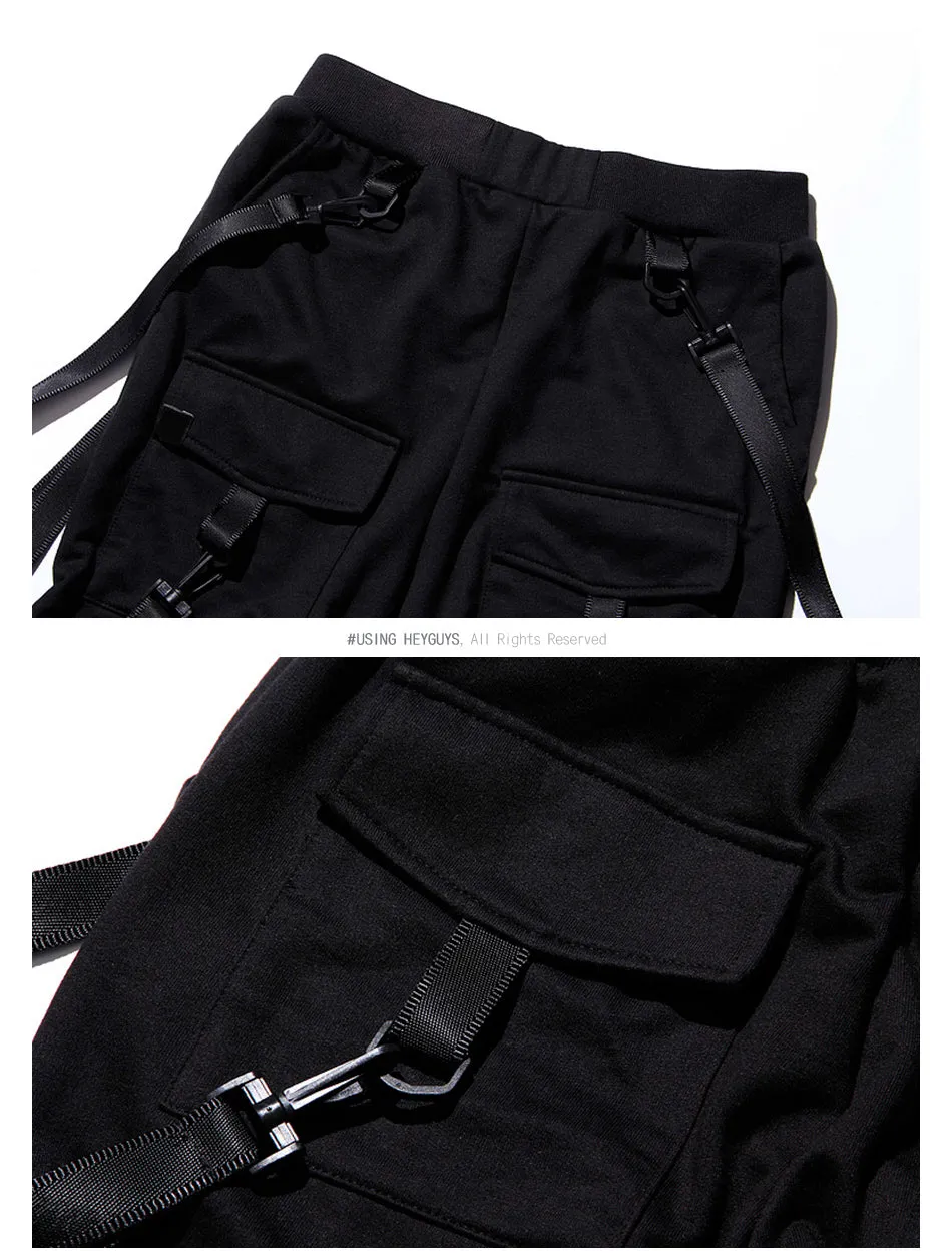 Suspender Style on Two Pockets Men Jogger Pants