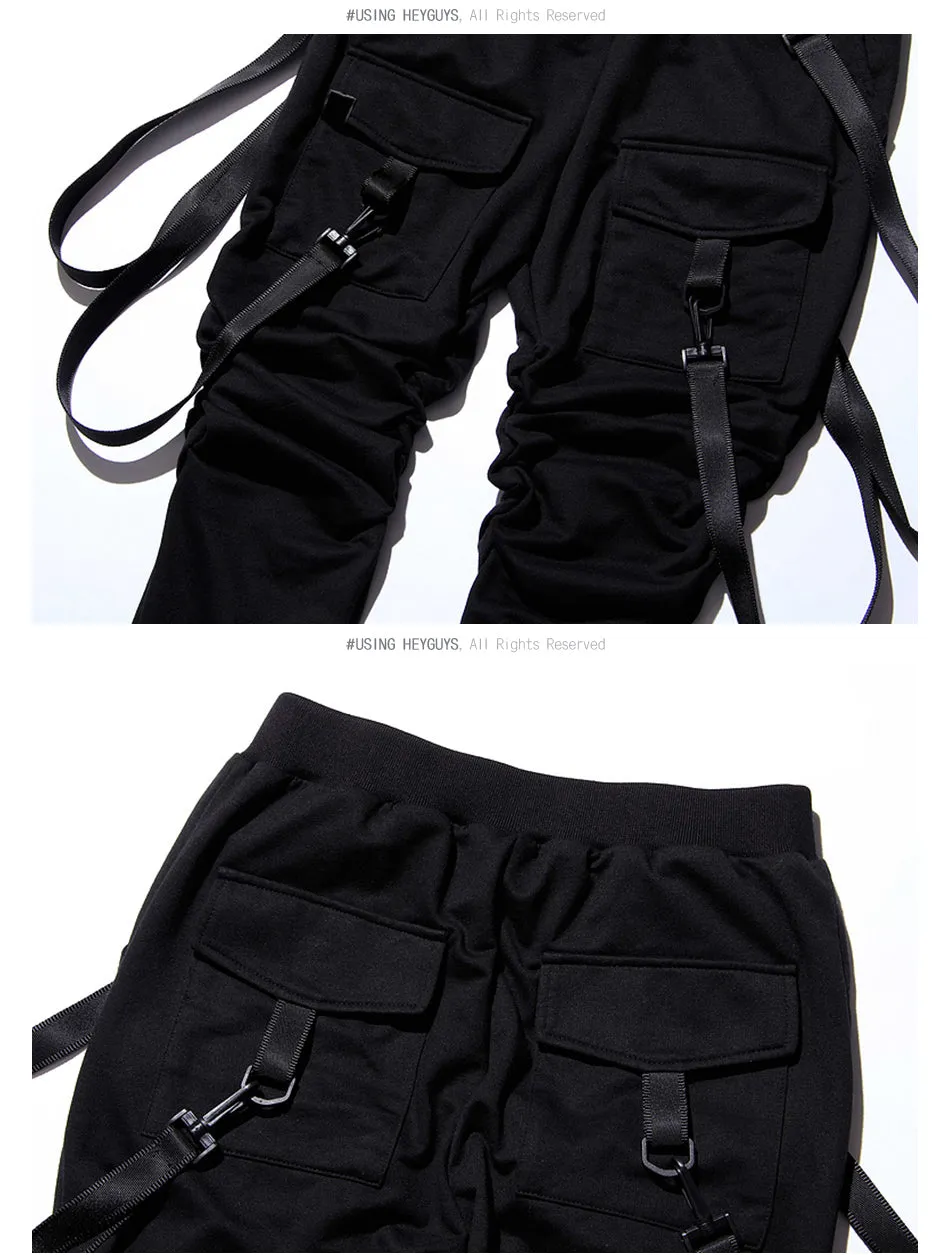 Suspender Style on Two Pockets Men Jogger Pants