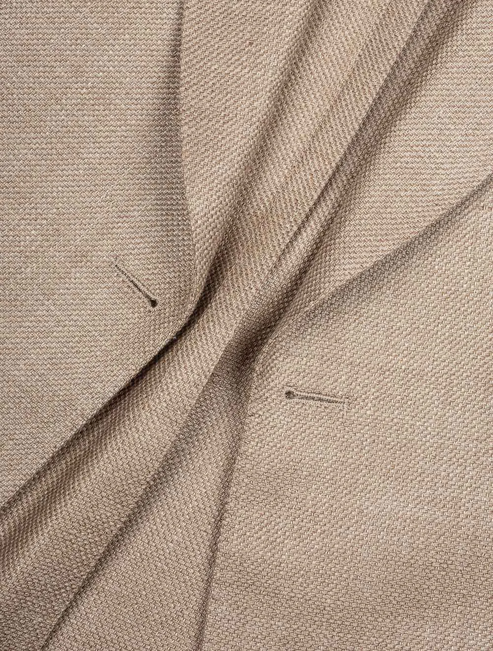 Wool Silk Linen Double Brested Jacket Beige