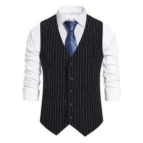 xiangtuibao Striped Vests Men Suit Vest Classic Black Business Vest Waistcoat Men Single Breasted Vests British Blazer for Men Sleeveless